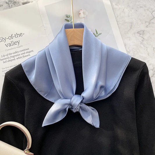 Damen Seidenschal 70cm einfarbig quadratisch weich Bandana Haarband natürlich