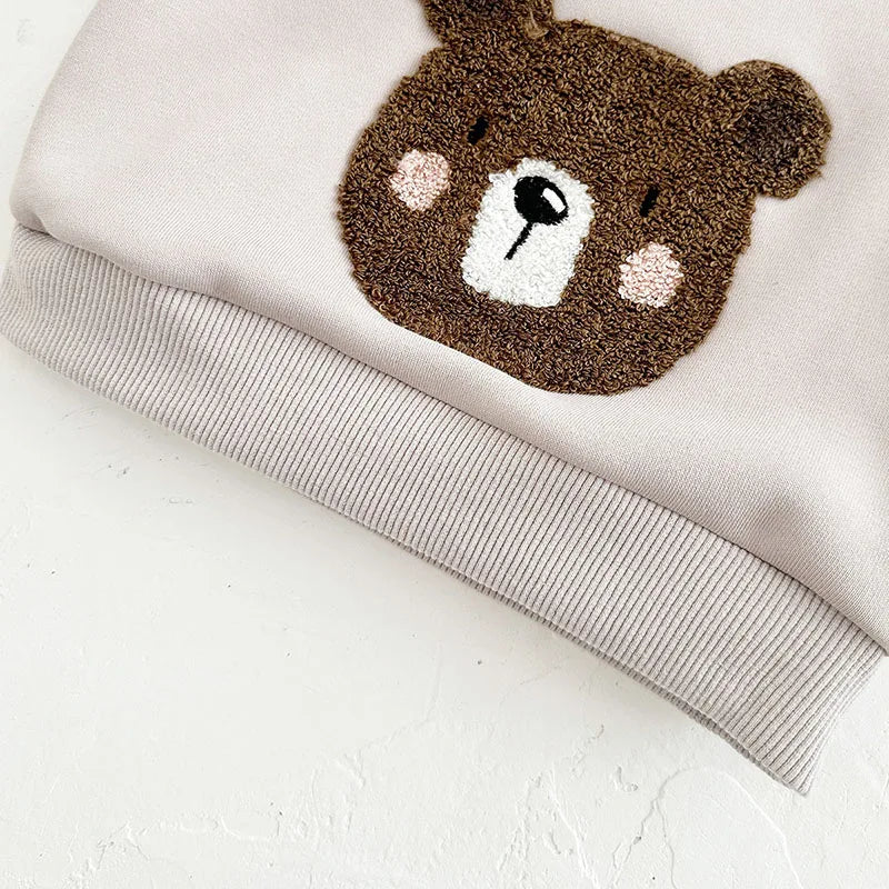 Unisex Baby Outfit Set mit Nette Bär Fleece Hoodie und Hosen