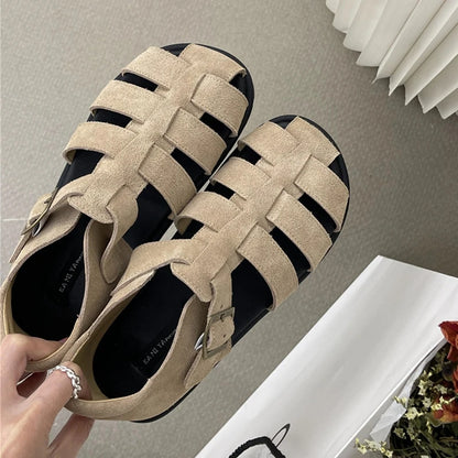 AIYUQI Damensandalen 2025, neue gewebte hohle römische Sandalen für Frauen, Sommer, große Schweinekäfig-weibliche Schuhe