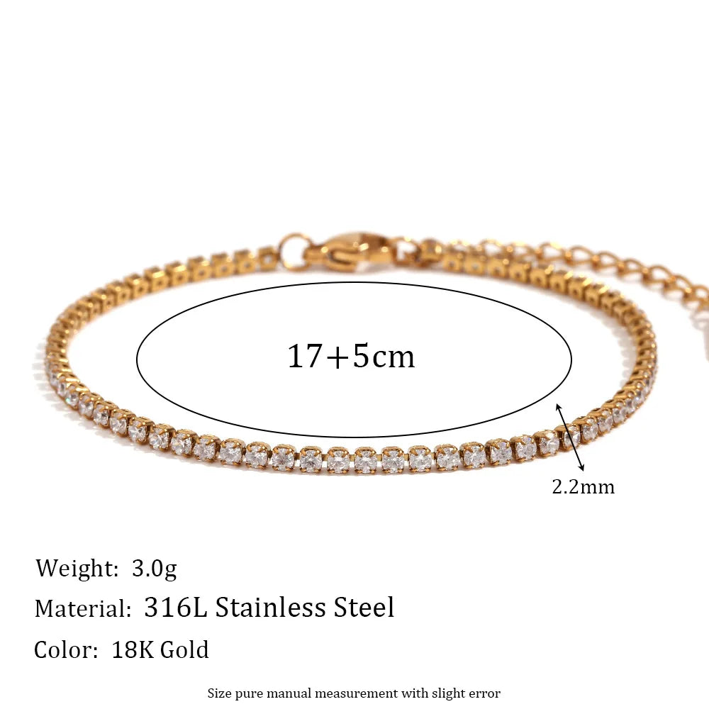 Damen-Tennisarmband mit Kristall-Strass aus Edelstahl