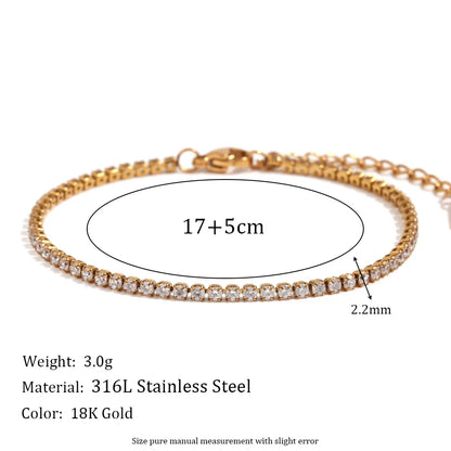 Damen-Tennisarmband mit Kristall-Strass aus Edelstahl