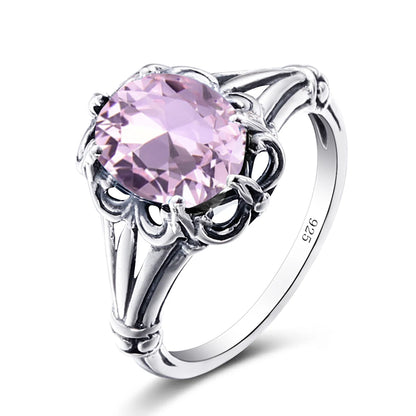Damen-Eheringe Vintage Stil Aus 925er Sterlingsilber Mit Granatkristall Und Zirkonia