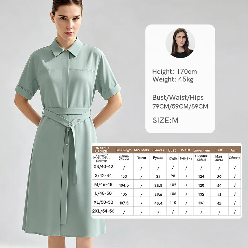 Stylisches Damen Kleid Mit Reverskragen Und Gürtel Modern Und Locker
