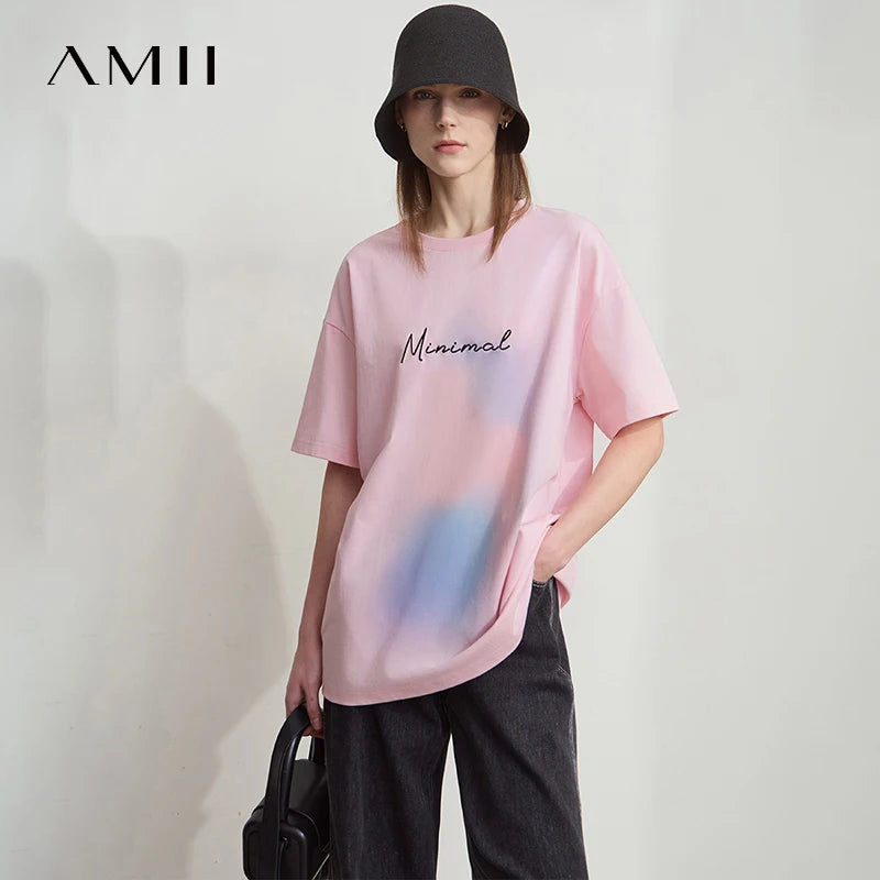 Damen Sommer T-Shirt mit lockerer Passform und buntem Farbverlauf
