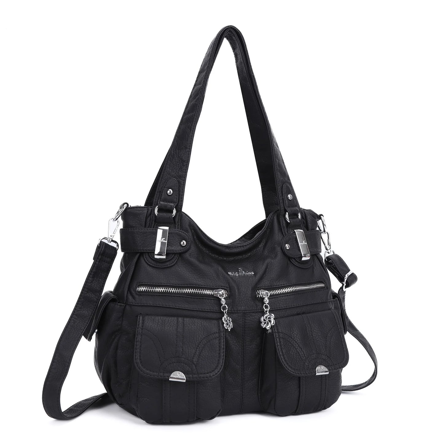 Damen-Handtasche Großes Fassungsvermögen Schultertasche Mit Oberem Tragegriff aus waschbarem PU-Leder