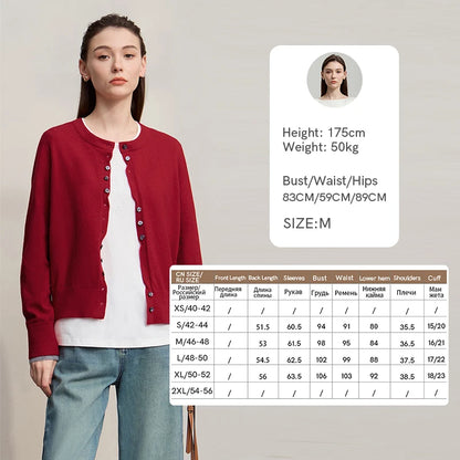 Damen-Rundhalspullover Strickjacke einfarbig einreihig Herbst-Winter