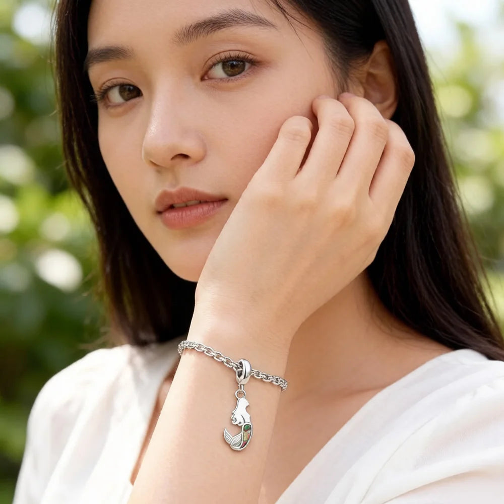 Damen-Charm-Anhänger Meerjungfrau romantisch aus Sterlingsilber