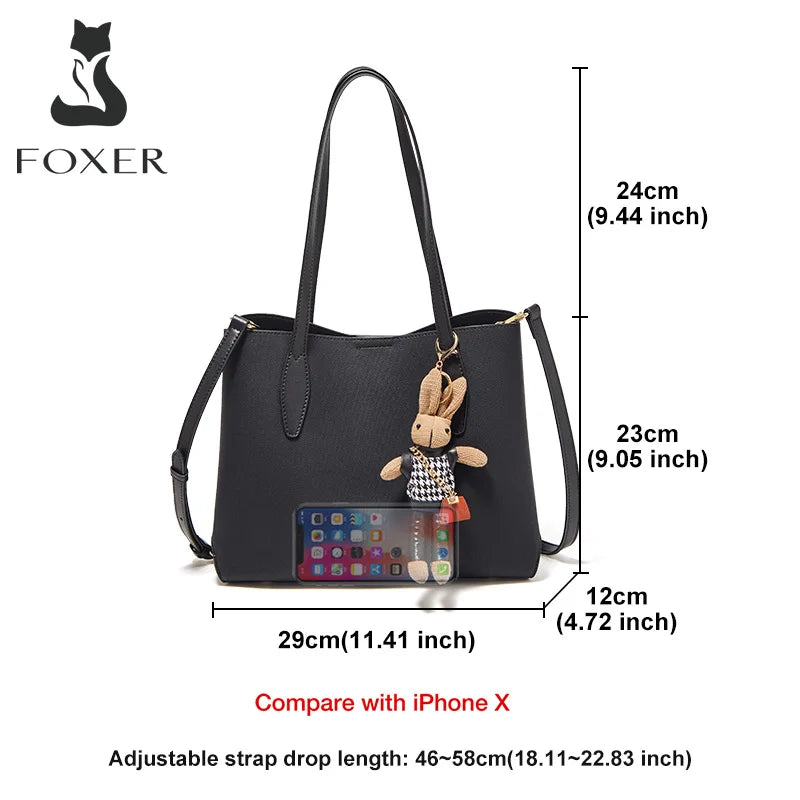 Damen Handtasche aus Split-Leder mit großer Kapazität