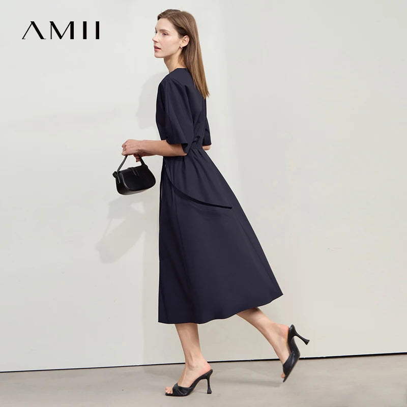 Elegantes Bürokleid Mit Gürtel Und V-Ausschnitt Für Damen