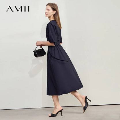 Elegantes Bürokleid Mit Gürtel Und V-Ausschnitt Für Damen