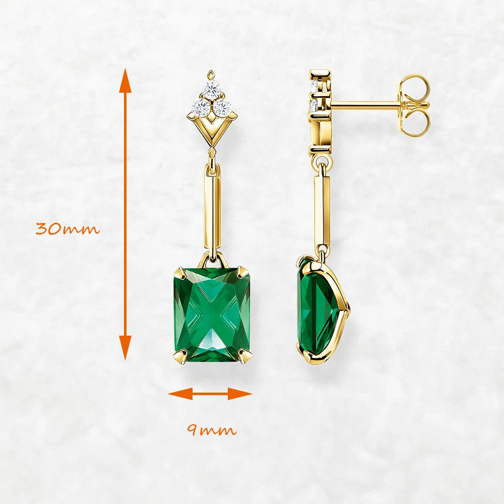 Damen-Ohrtropfen grüne Steine baumeln Vintage Sommer aus Sterlingsilber
