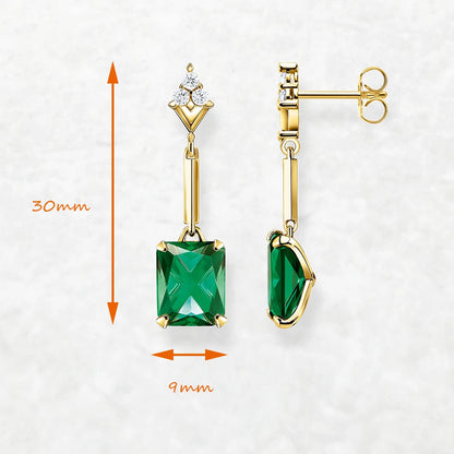Damen-Ohrtropfen grüne Steine baumeln Vintage Sommer aus Sterlingsilber