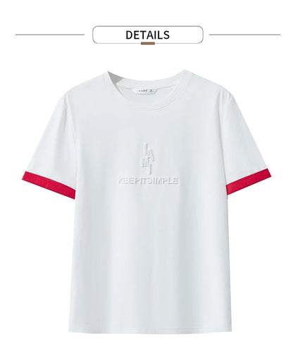 Damen Freizeit-T-Shirt mit Rundhalsausschnitt und Farbblockierung für den Sommer