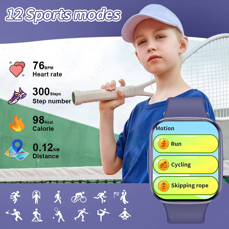 LIGE Multifunktions-Smartwatch für Kinder im Alter von 5–12 Jahren, wasserdicht, für Kinder, Smartwatch, Wecker, Kinder, Studenten, Spiel, Armband, Kinder, Geschenk