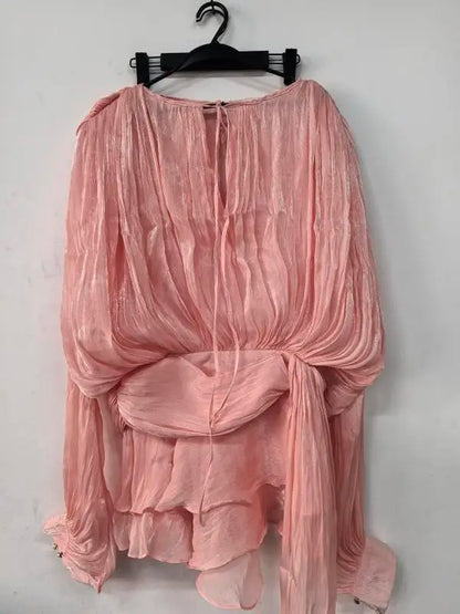 Elegantes Damen-Tunikakleid mit Rundhalsausschnitt, langen Ärmeln und Patchwork-Design
