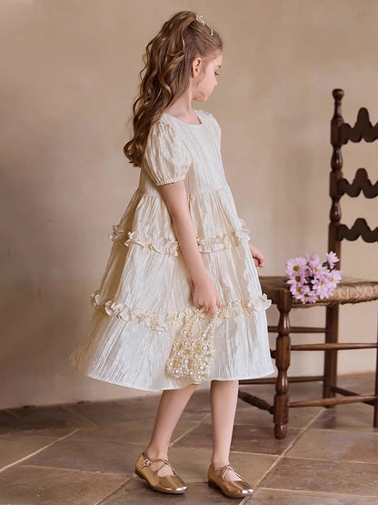 Sommerkleid für Mädchen im chinesischen Retro-Stil mit kurzen Ärmeln – Kawaii Cheongsam Chi-Pao Design für Kinder von 110cm bis 170cm