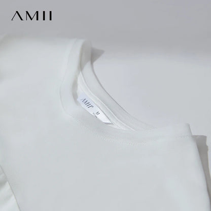 Damen T-Shirt im minimalistischen Sommerstil mit Rundhalsausschnitt und figurformendem Schnitt