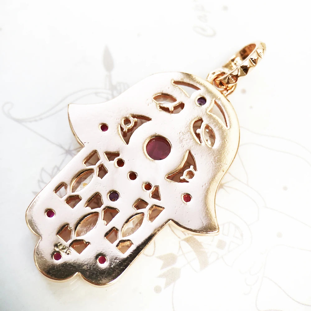 Damen-Anhänger Hand Fatima Chakra Lotus Bohemia aus Sterlingsilber