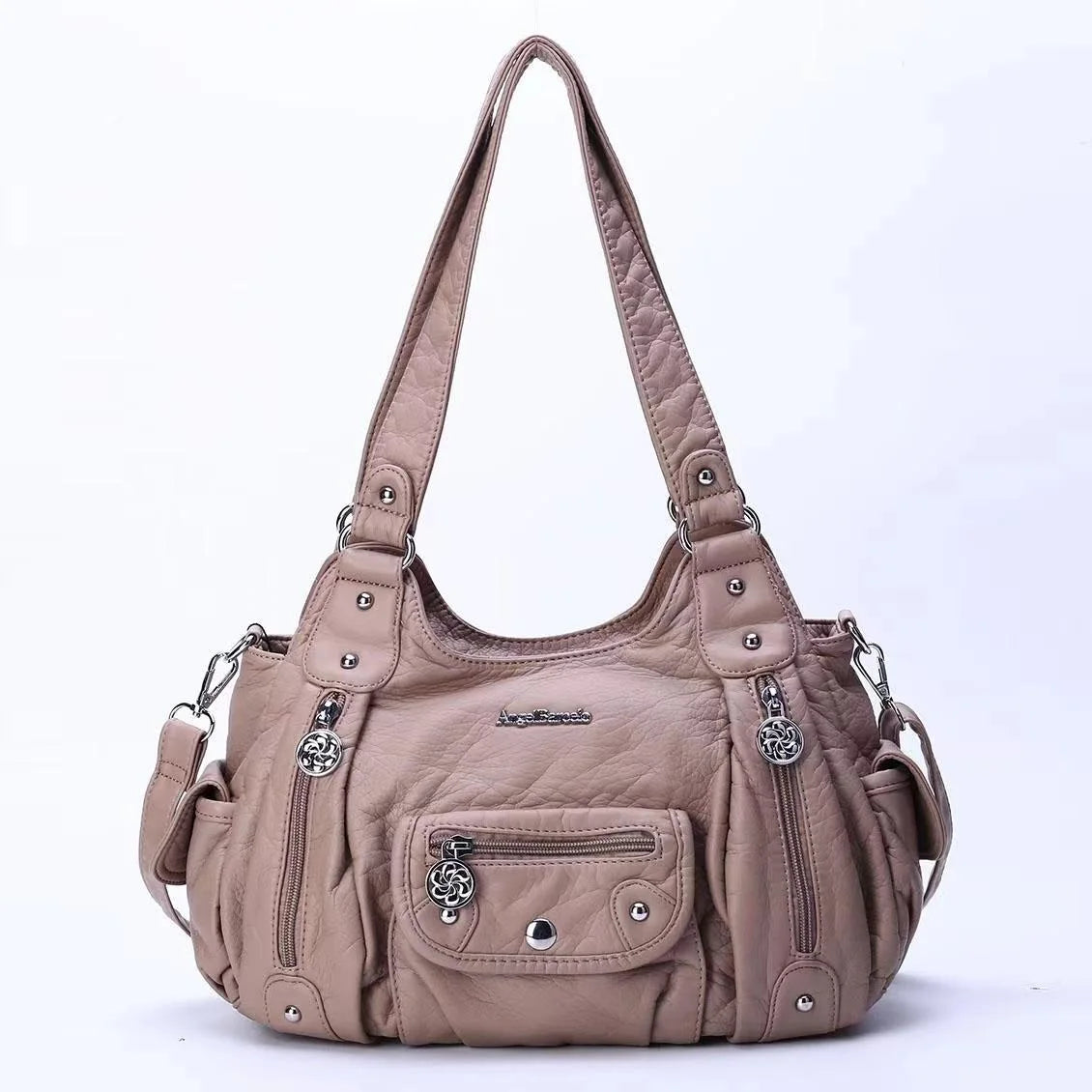 Damen-Schultertasche aus PU-Leder mit Reißverschluss und Mehrfachfächern Kompakter Alltagsbegleiter
