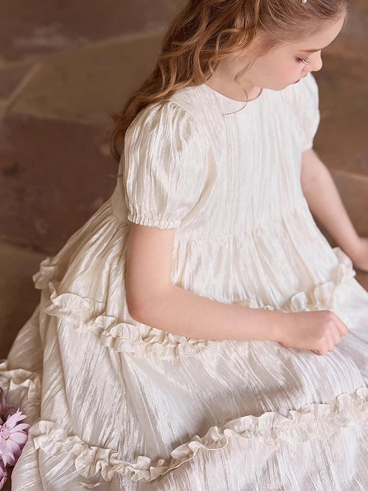 Sommerkleid für Mädchen im chinesischen Retro-Stil mit kurzen Ärmeln – Kawaii Cheongsam Chi-Pao Design für Kinder von 110cm bis 170cm