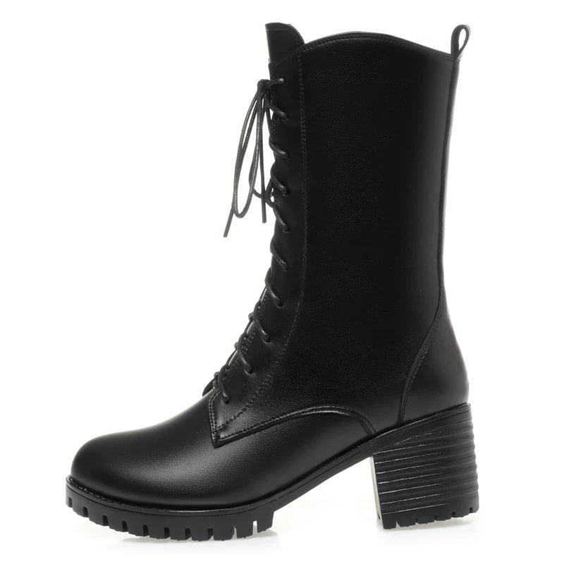 AIYUQI 2025 new women's snow boots non-slip work boots women large size winter warm motorcycle boots girls ankle boots