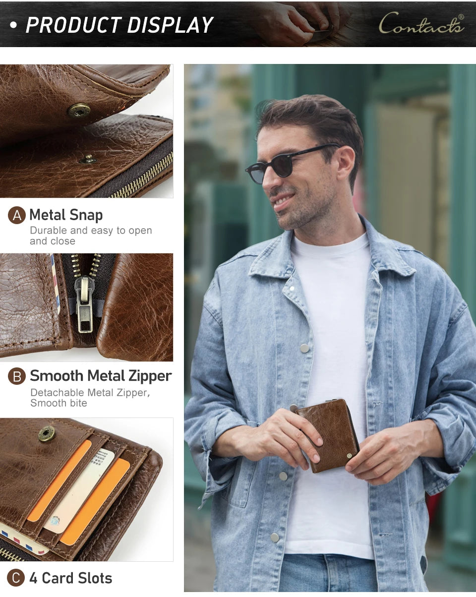 Herren Echtleder Geldbörse Bifold Vintage RFID Kartenhalter Münzfach Luxus Reise
