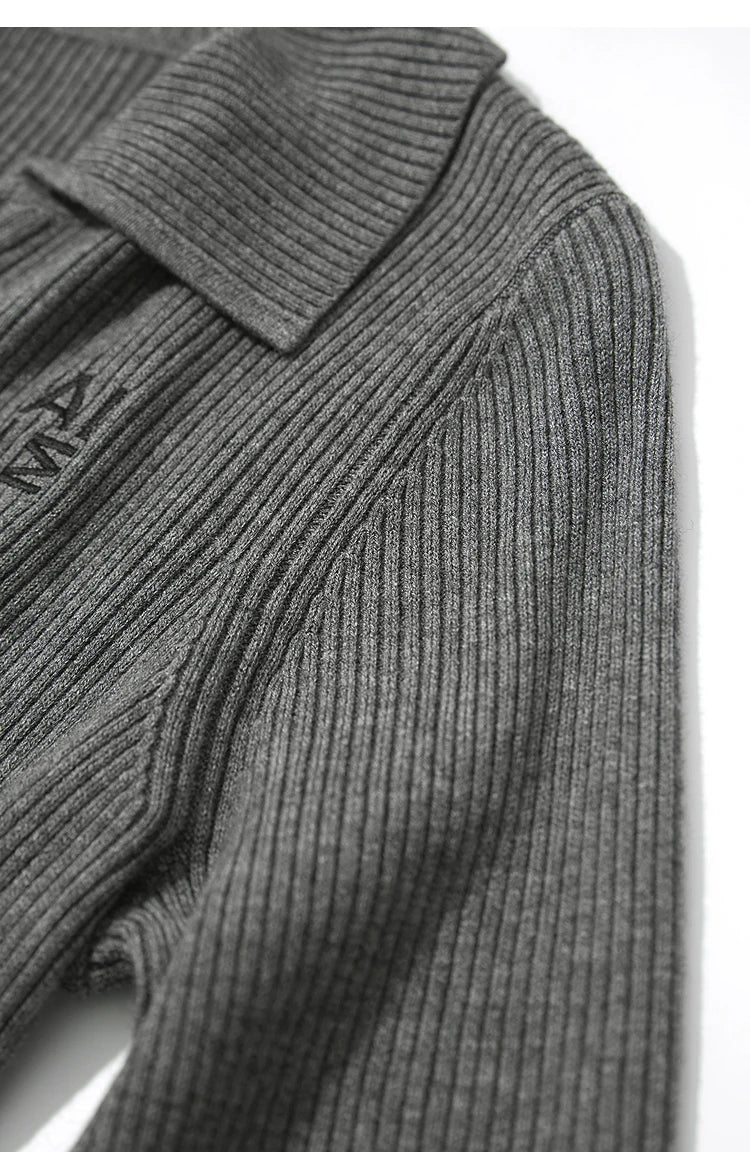 Damen-Strickjacke Buchstaben Slim Reißverschluss Wolle-Mix Herbst-Winter