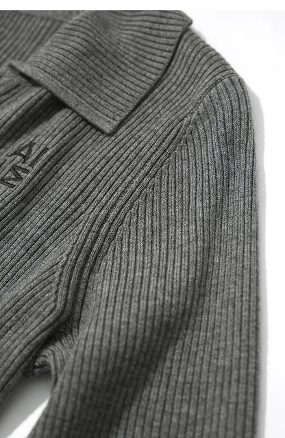 Damen-Strickjacke Buchstaben Slim Reißverschluss Wolle-Mix Herbst-Winter