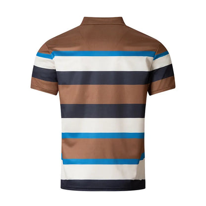 Herren-Poloshirt mit bedrucktem Revers und Knopfleiste – vielseitiges Business-Shirt im Colorblock-Design