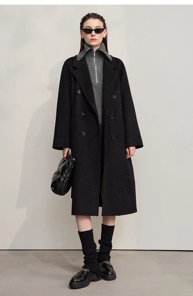 Damen-Rollkragenpullover Wolle gerade einfarbig minimalistisch Herbst