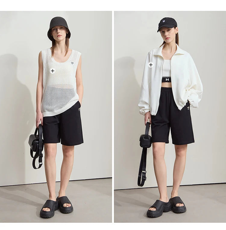 Damen Shorts aus leichtem Nylon-Baumwoll-Mix mit elastischer Taille und Taschen