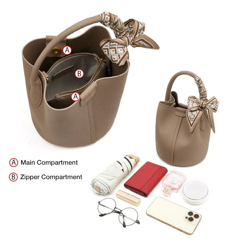 Damen Schultertasche Crossbody aus echtem Leder und Mikrofaser