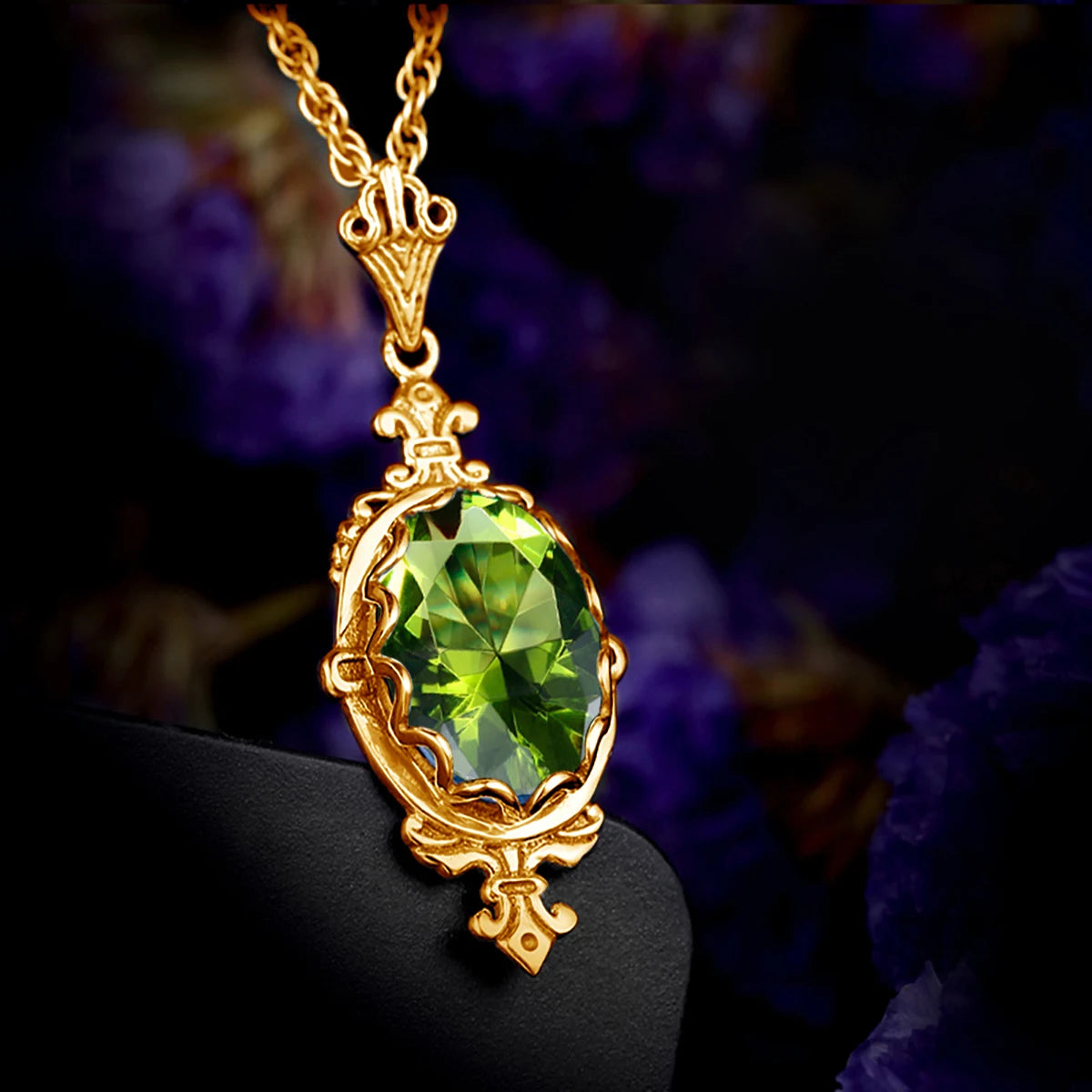 Damen-Ovaler Peridot-Anhänger aus Silber 925 im Boho-Stil für Alltag und festliche Anlässe