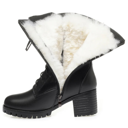 AIYUQI 2025 new women's snow boots non-slip work boots women large size winter warm motorcycle boots girls ankle boots
