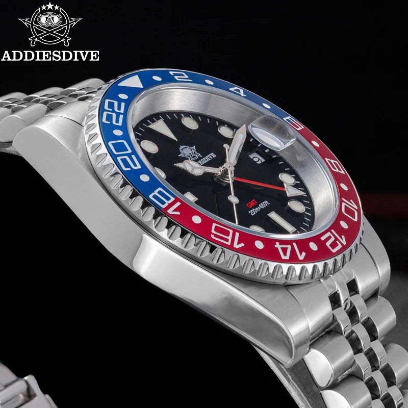 Herren-Taucheruhr mit GMT-Funktion und Keramiklünette
