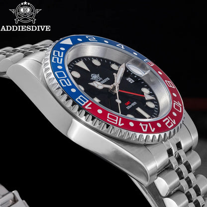 Herren-Taucheruhr mit GMT-Funktion und Keramiklünette