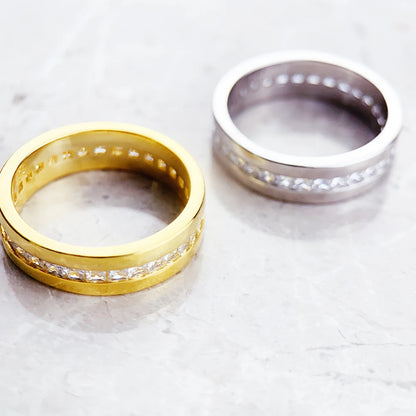 Damen-Ring Zirkon-Bandring schillernd aus Sterlingsilber