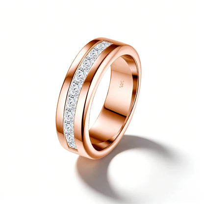 Paar-Ehering aus 925er Silber mit Moissanit für Verlobung und Hochzeit Romantischer Langlebiger Schmuck
