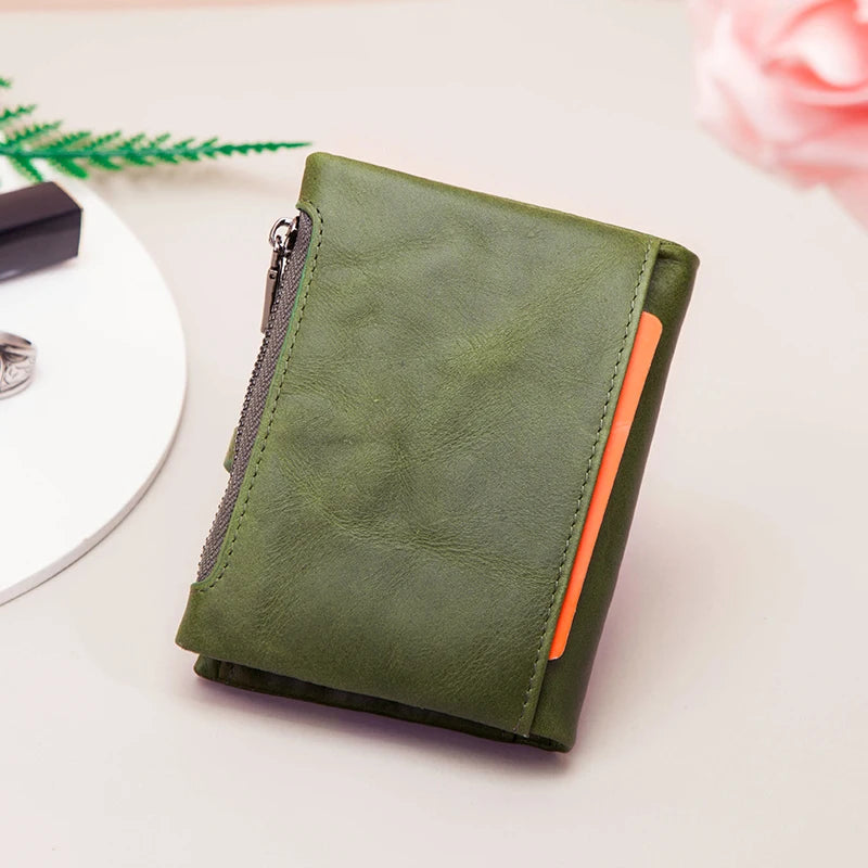 Damen Echtleder Geldbörse Bifold Vintage Kartenhalter Münzfach Geldclip