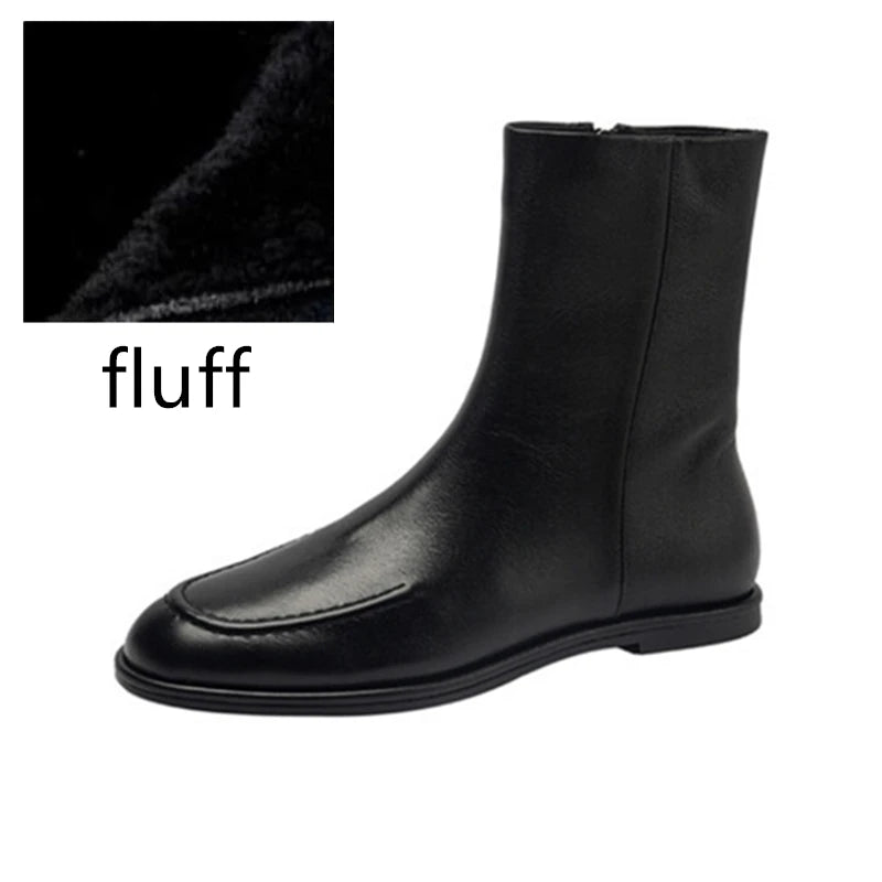 AIYUQI Women Ankle Boots 2025 New Genuine Leather Short Boots Women Flat Winter Fashion Women Knight Boots