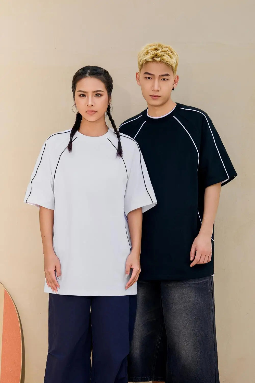 Herren T-Shirt aus 100 Prozent Baumwolle mit Kontrastlinie und Übergröße