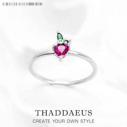 Damen-Ring Erdbeere Liebe süß ausgefallen aus Sterlingsilber