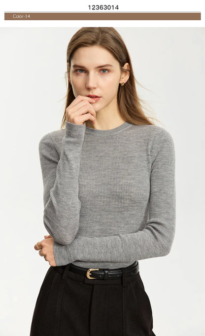 Damen-Rollkragenpullover 100 % Wolle Slim Fit elastisch Winter