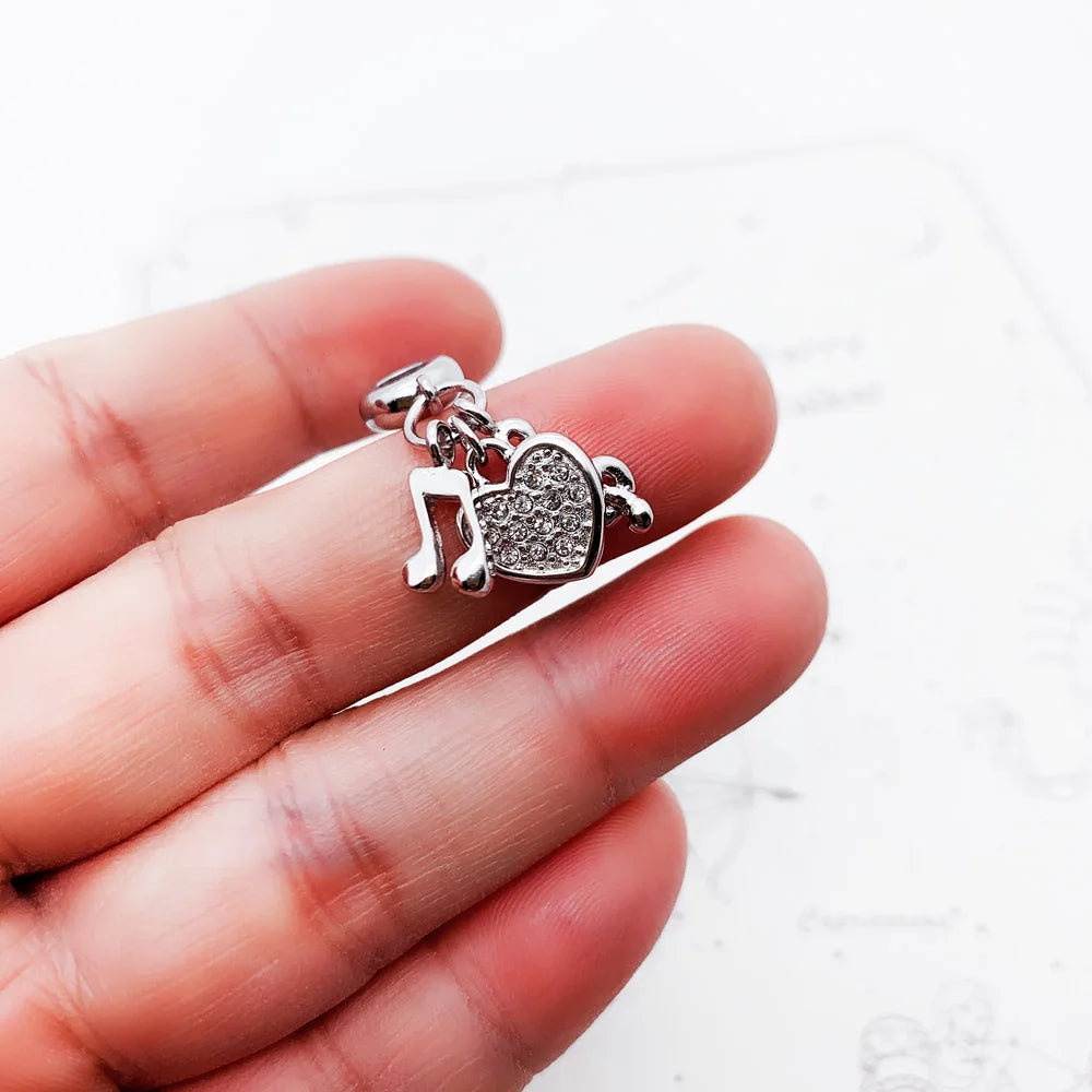 Damen-Charm-Anhänger Liebesmusik Noten trendig aus Sterlingsilber