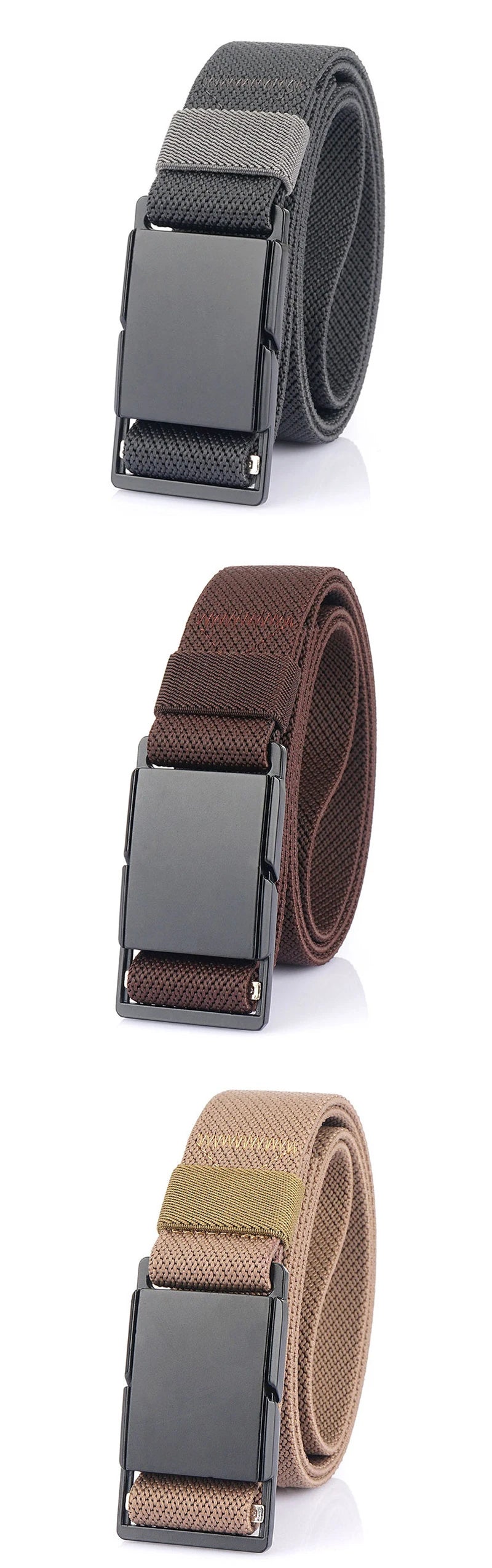Unisex-Gürtel mit Magnetverschluss 34mm Breite Braun für Jeans Freizeit Alltagsbegleiter