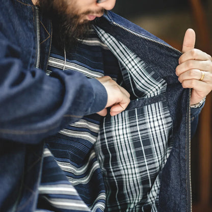 Herren Jeansjacke im Retro-Stil mit Baseballkragen für lässige Looks