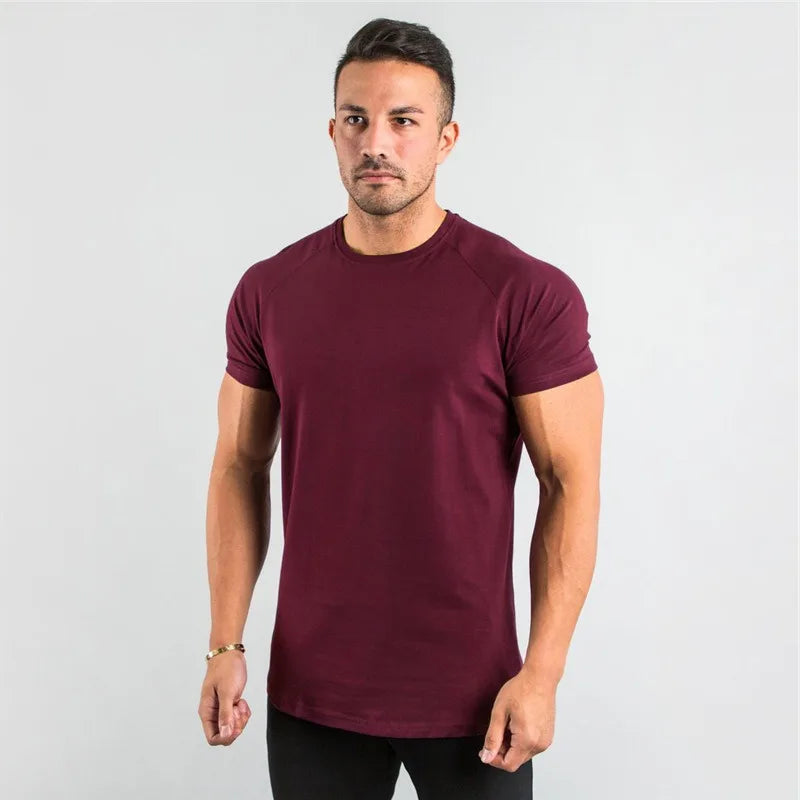 Herren T-Shirt aus Baumwolle mit elastischer Passform für Fitness und Sport
