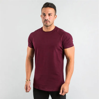 Herren T-Shirt aus Baumwolle mit elastischer Passform für Fitness und Sport