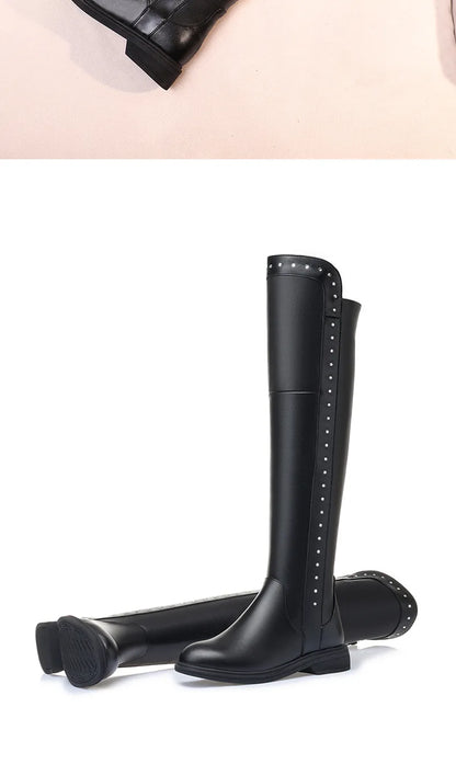AIYUQI Womens Knee High Boots Winter 2025 New Genuine Leather Women Thigh High Boots Plus Size Wool Warm Women's High Boots