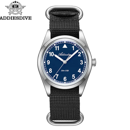 Herren-Quarzuhr mit Bubble-Glas und Nylonarmband